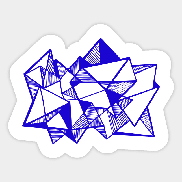 Geometric triangle minimal blue Sticker by carolsalazar